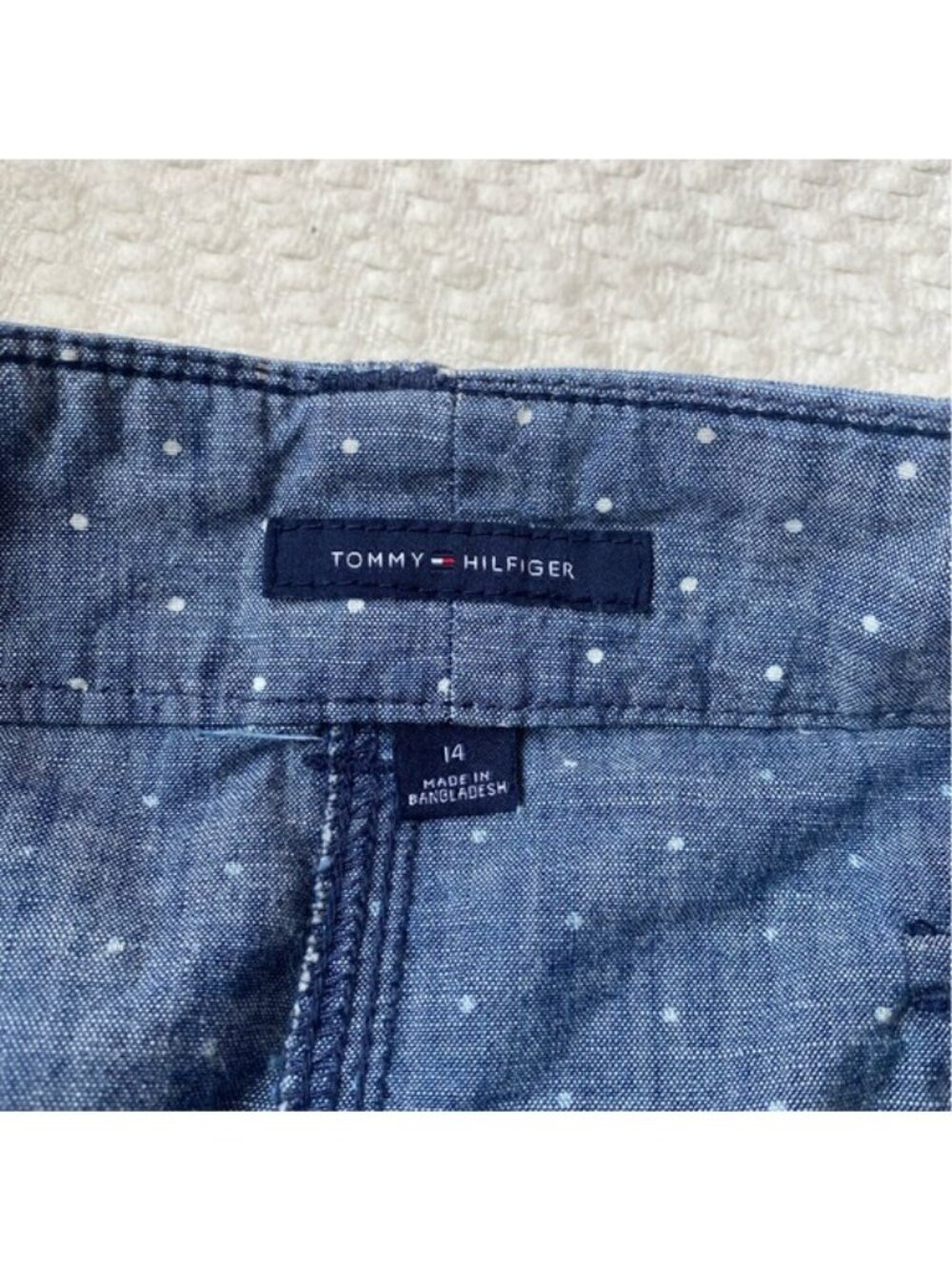 Tommy Hilfiger Blue Polka Dot Chambray Skirt Size 14 100% Cotton - Picture 4 of 7